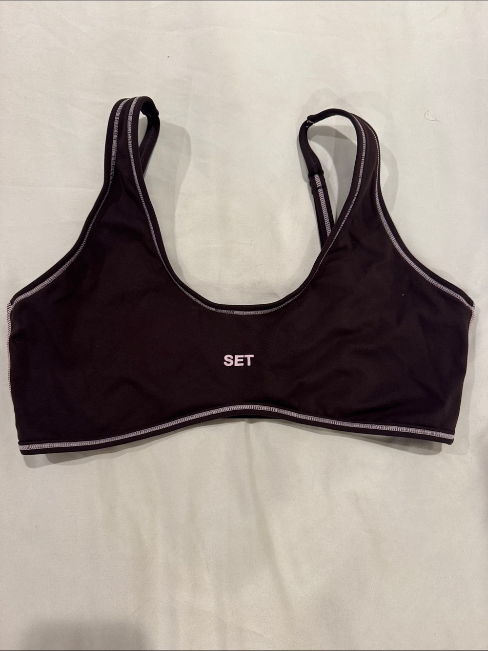 SET Active Brown and Pink Sportbody Scoop Sports Bra with Contrast Trim